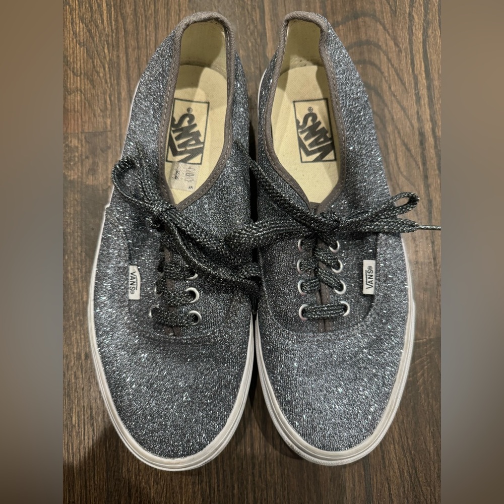 Vans Off The Wall Low Top Sneakers Unisex Men 7.5 Women 9 silver Glitter Sparkle